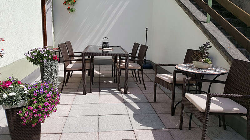 Terrasse vom Gästehaus Walch im Kaunertal