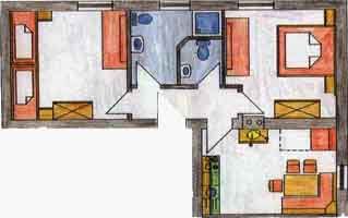 Layout of holiday apartment 3 in the Walch guest house