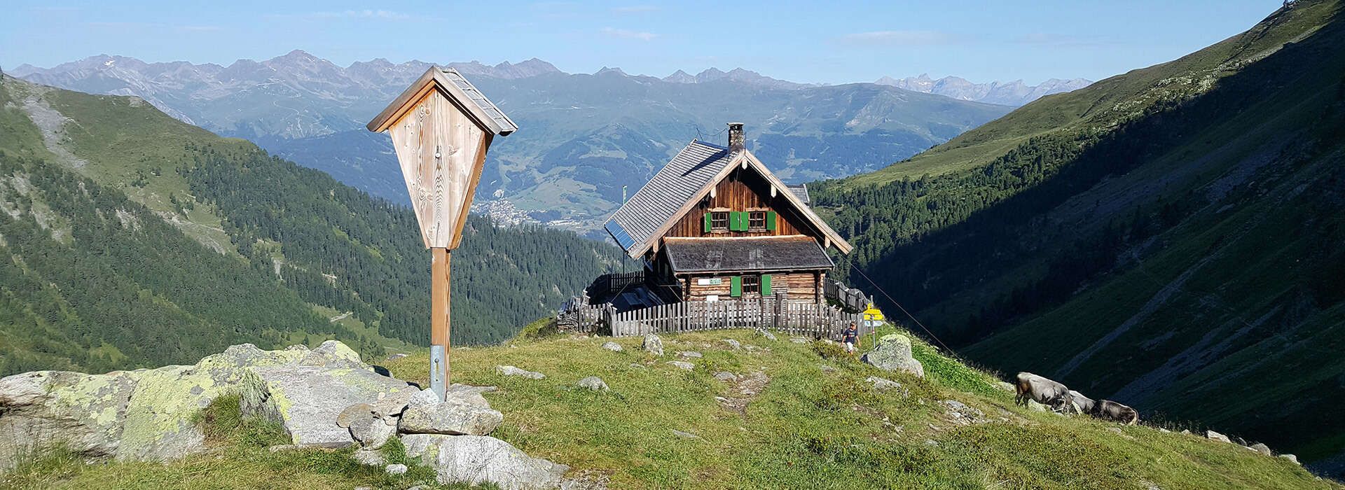 Mountain range with alpine hut in Kaunertal